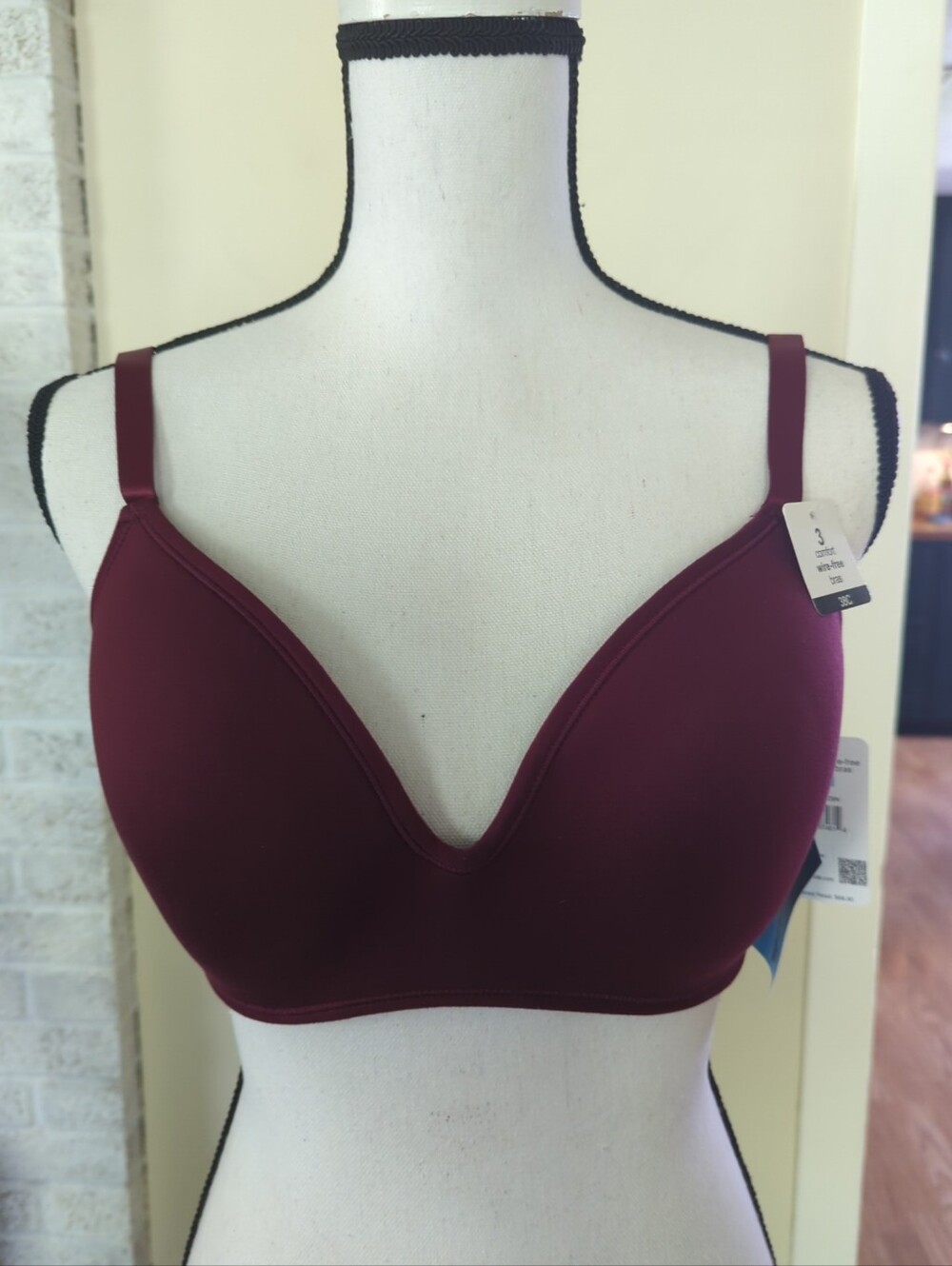 Rene Rofe Bra Size 38C Maroon Wire-free, Lightly Padded NWT
